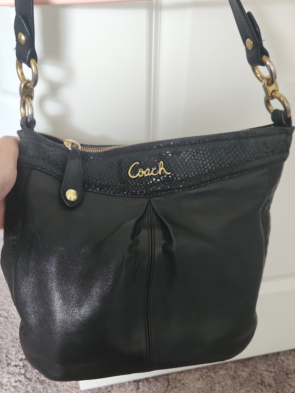 Vintage Coach Ashley Hobo Black Snake Bag - Picture 3 of 13